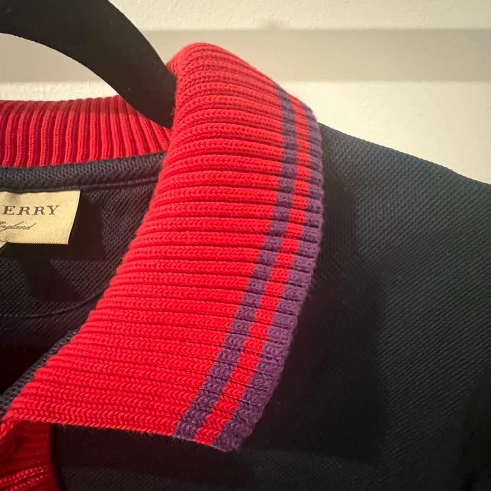 Burberry Polo with Red and Purple Striped Collar - Picture 4 of 8